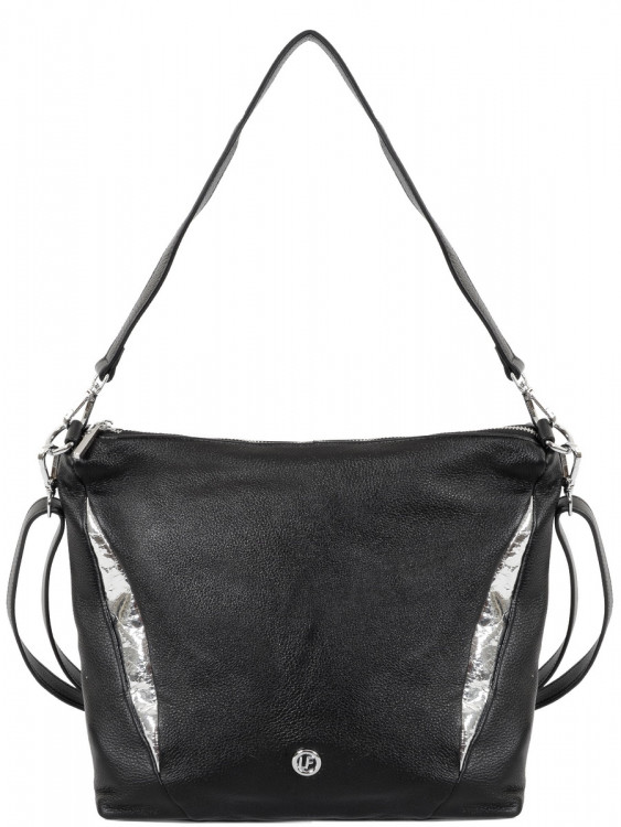 Сумка LF 9345 black+silver жен. нат.кожа
