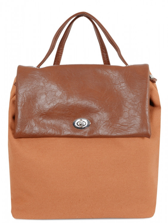 Рюкзак 23707 camel+brown жен. иск.кожа+текстиль